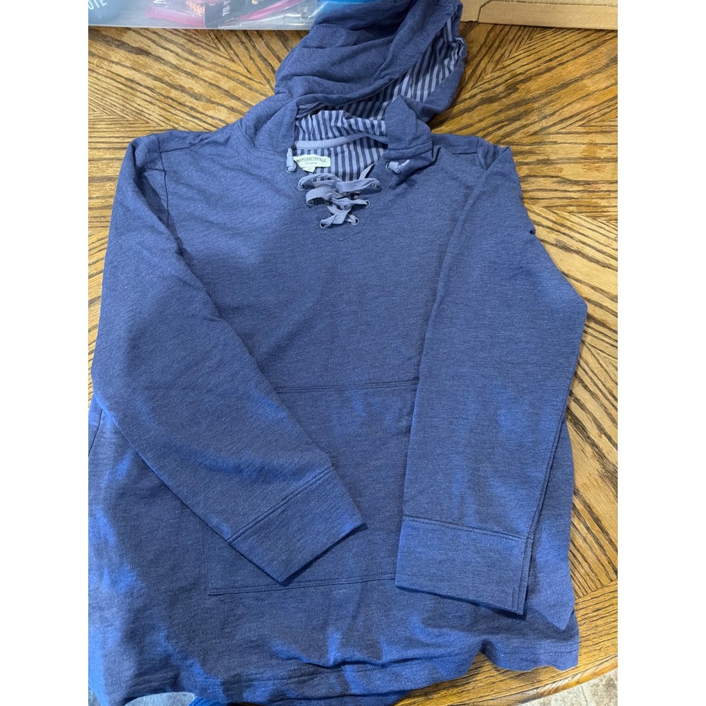 Margaritaville Dreams Blue Lace Up Hoodie Sweatshirt Womens Medium MD Blue